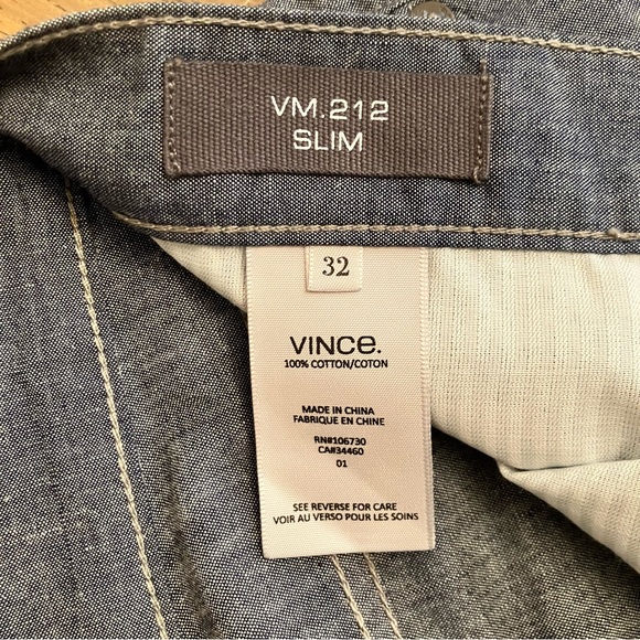 Vince Men’s  VM.212 Slim Chambray Blue Pants Size 32 32x33 Chinos Straight Leg - Picture 3 of 9